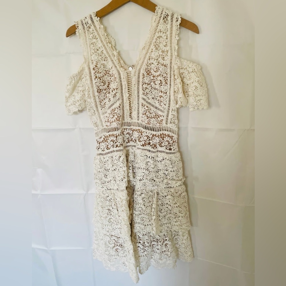 Rebecca Taylor lace crochet RESORT cruise cotton silk short sleeves dress
